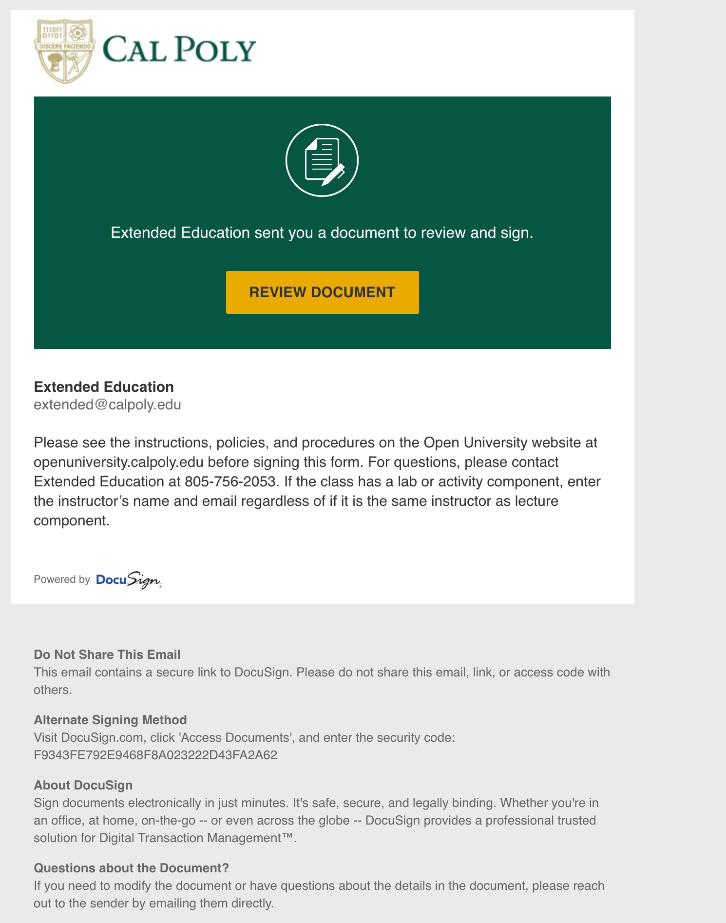 Docusign first page